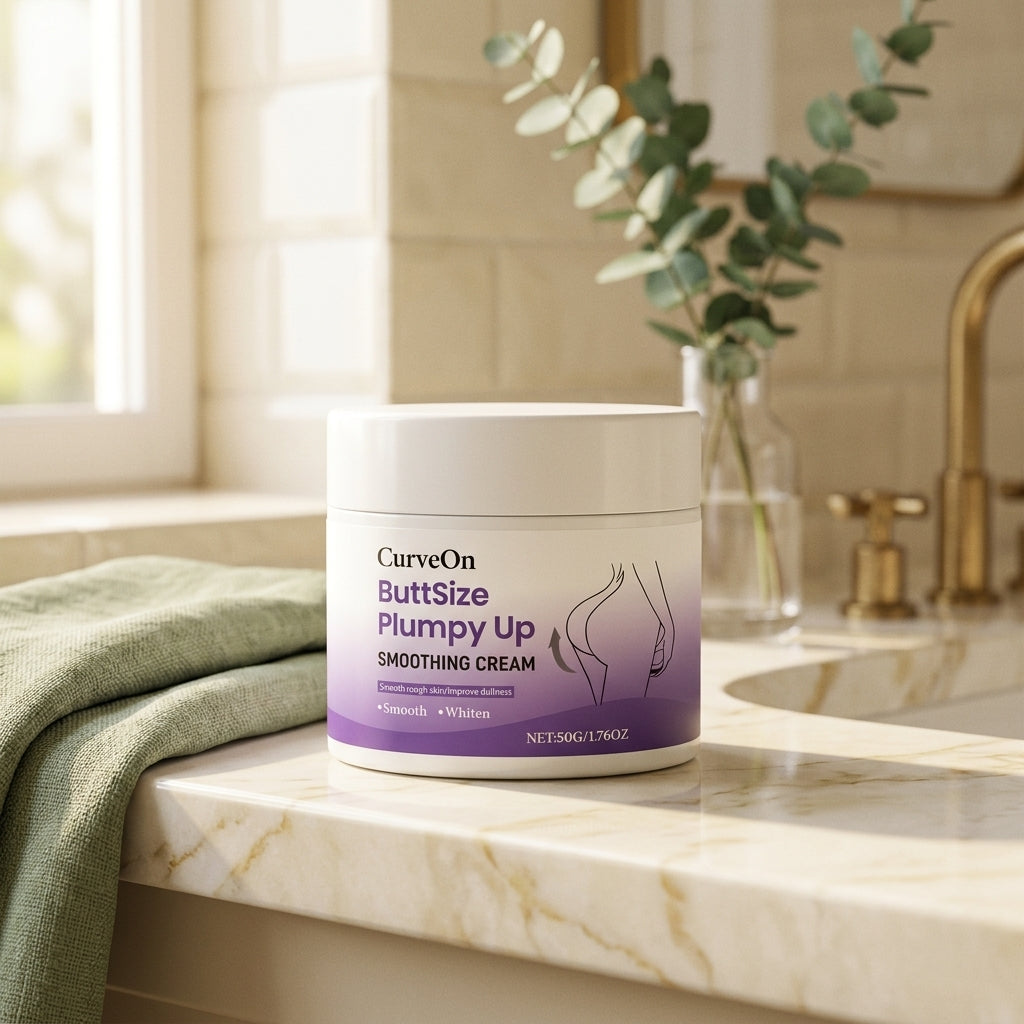 CurveOn BBL Smoothing Cream jar on marble counter