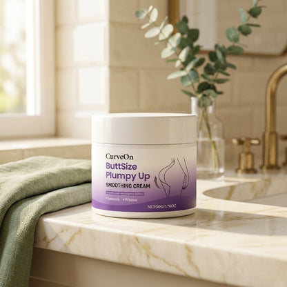 CurveOn BBL Smoothing Cream jar on marble counter
