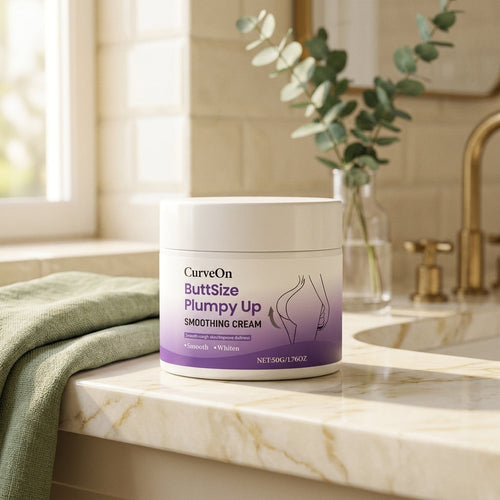 CurveOn BBL Smoothing Cream jar on marble counter